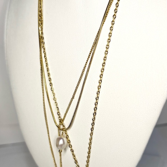 18k over stainless steel dainty evil eye hand layer necklace set - Picture 2 of 6